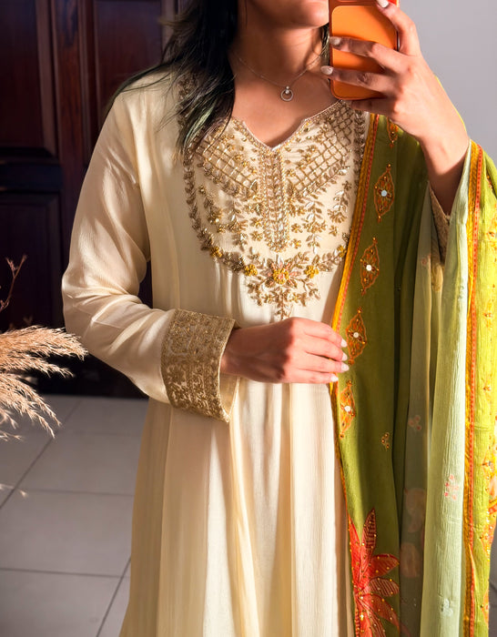 Full length 2 pc Anarkali Heavy embroidered set