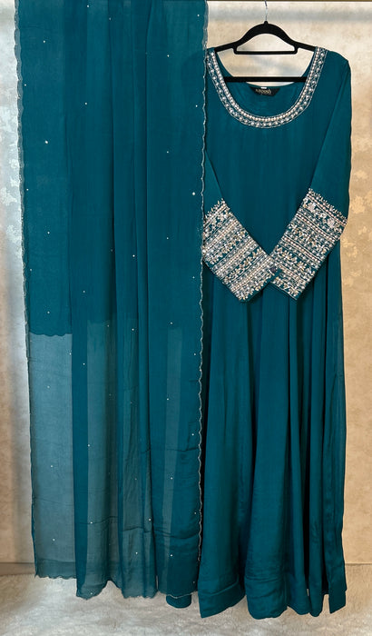 Anarkalis with heavy embroidered sleeves-2pc Set