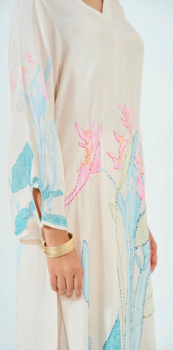 Katha Stitch Embroidered Kurta Set- 2Pc- Kurta and Pant