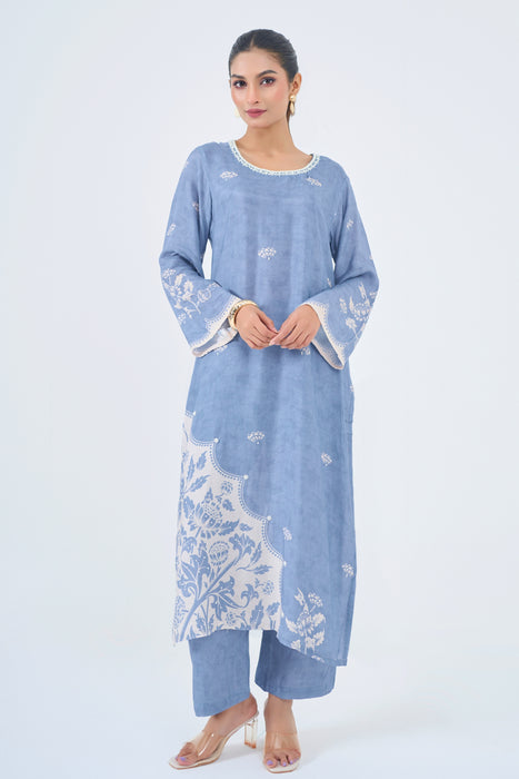 Muslin 2 pc Pearl Embellished Kurta Set