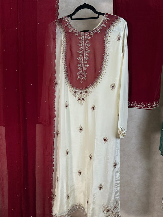 Festive Crepe 3-Piece Embroidered Suit Set