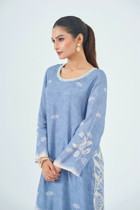 Muslin 2 pc Pearl Embellished Kurta Set