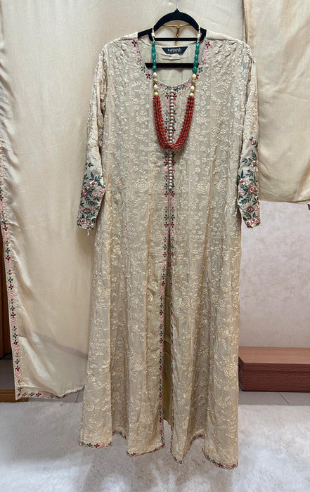 Front Open Heavy Embroidered Ready to Wear Ladies Anarkali Sets- Set of 3.