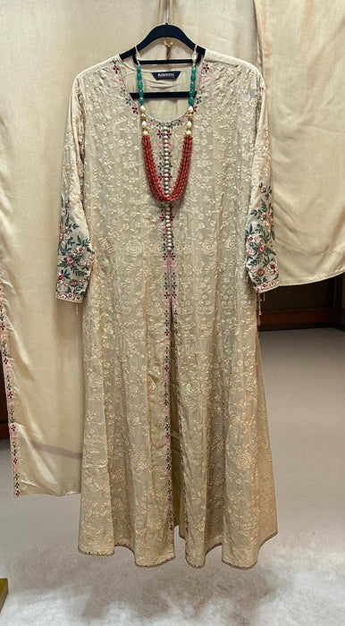 Front Open Heavy Embroidered Ready to Wear Ladies Anarkali Sets- Set of 3.