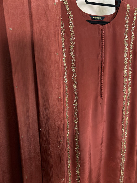 Hand-Embroidered Crepe Festive 3-Piece Set