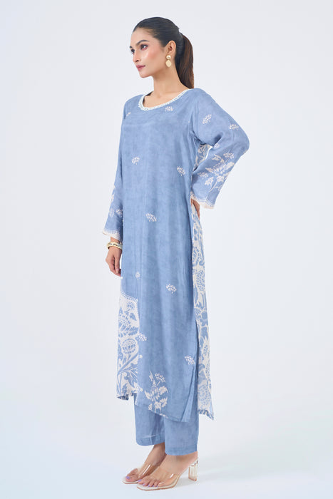 Muslin 2 pc Pearl Embellished Kurta Set