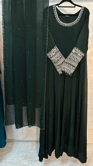 Anarkalis with heavy embroidered sleeves-2pc Set