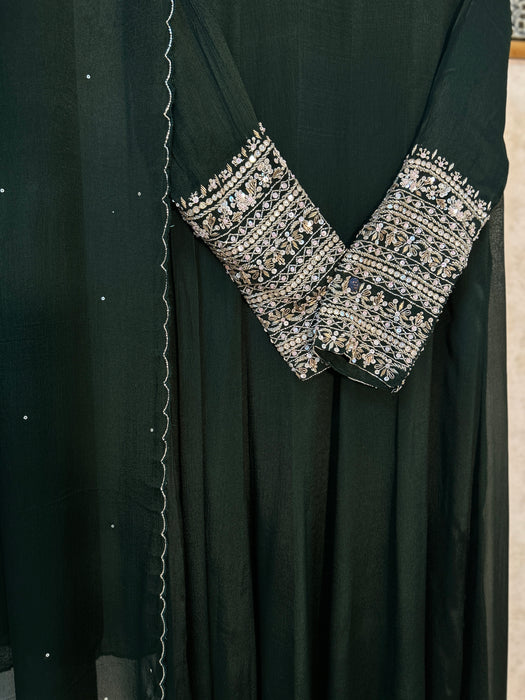 Anarkalis with heavy embroidered sleeves-2pc Set