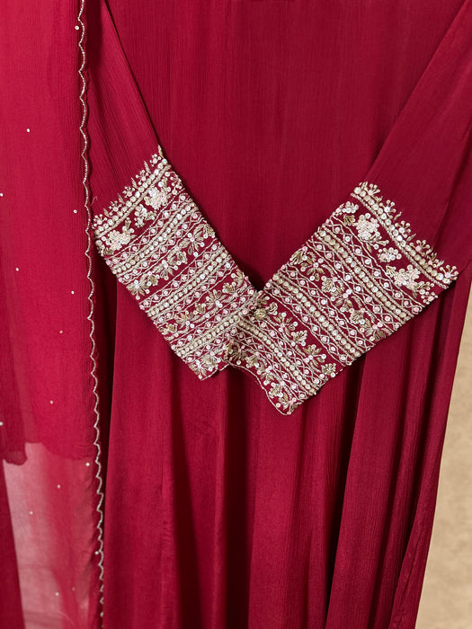 Anarkalis with heavy embroidered sleeves-2pc Set