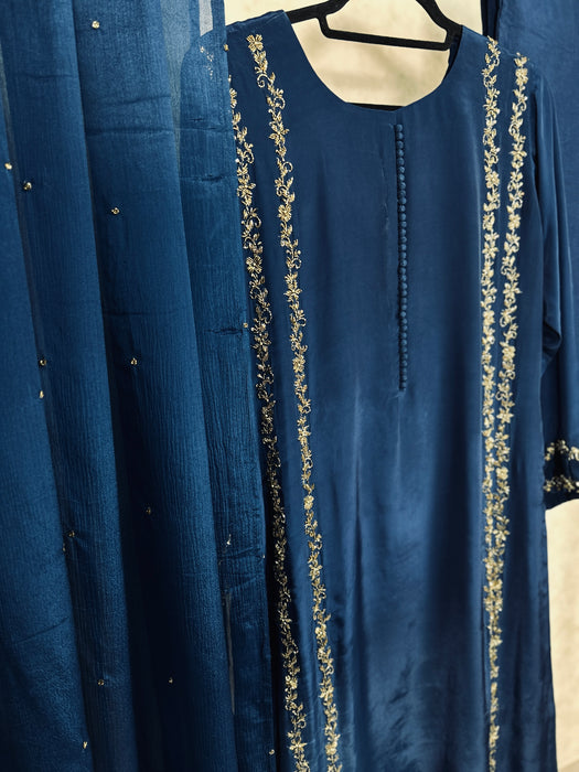 Hand-Embroidered Crepe Festive 3-Piece Set