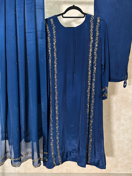 Hand-Embroidered Crepe Festive 3-Piece Set