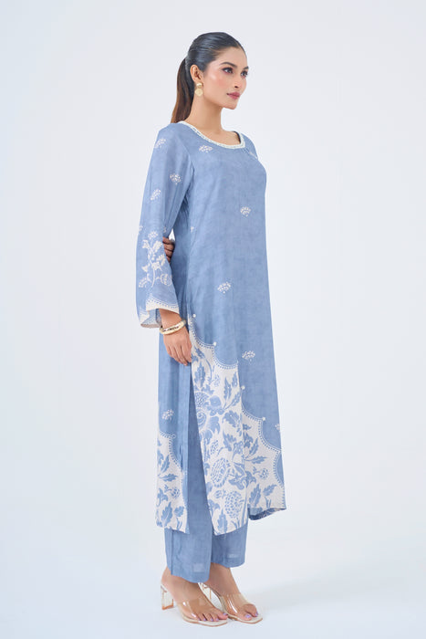 Muslin 2 pc Pearl Embellished Kurta Set