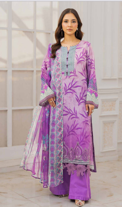 Aafreen unstitched embroidered 3Pcs in lilac