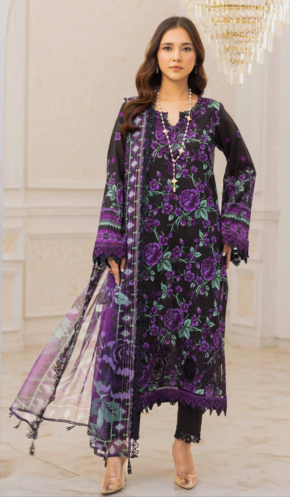 Aafreen unstitched embroidered 3Pcs in black