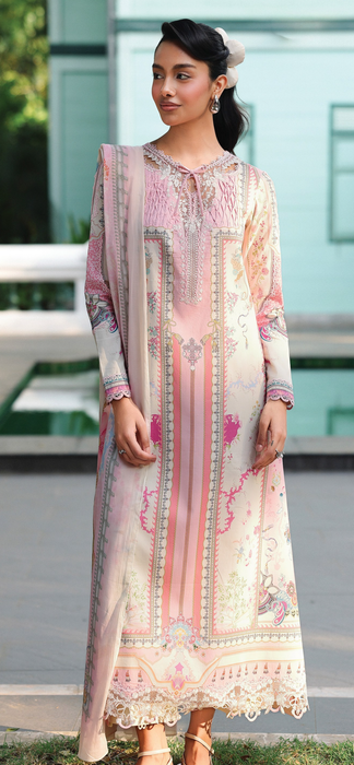 Qalamkar White Unstitched Lawn 3pcs