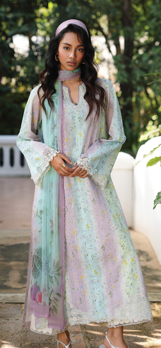 Qalamkar Purple Unstitched Lawn 3pcs