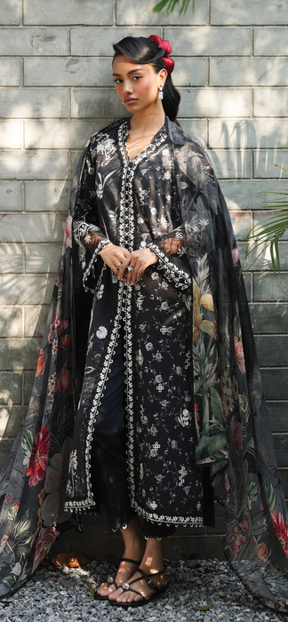 Qalamkar Black Unstitched Lawn 3pcs