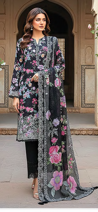 Lakhany unstitched embroidered 3pcs in Black