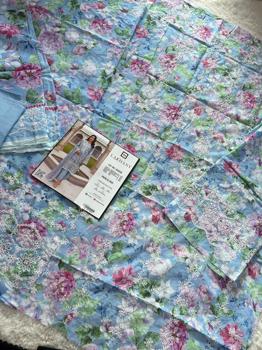 Lakhany unstitched embroidered 3pcs in Blue